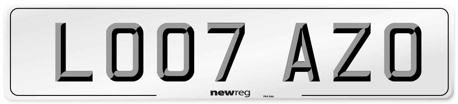 LO07 AZO Number Plate from New Reg